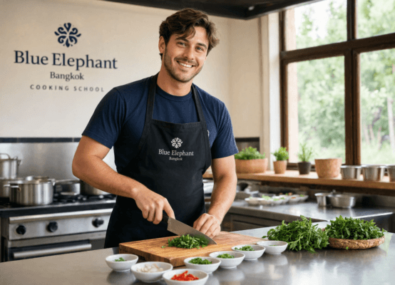 Student Chopping Herbs